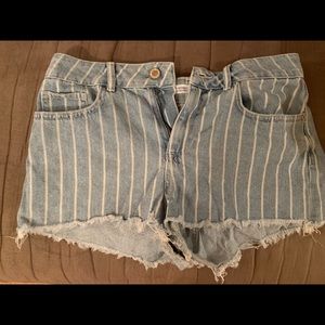 Zara stripped denim shorts